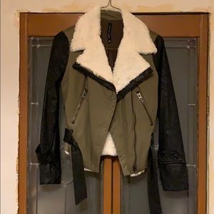 Vegan leather and Sherpa Fall Jacket